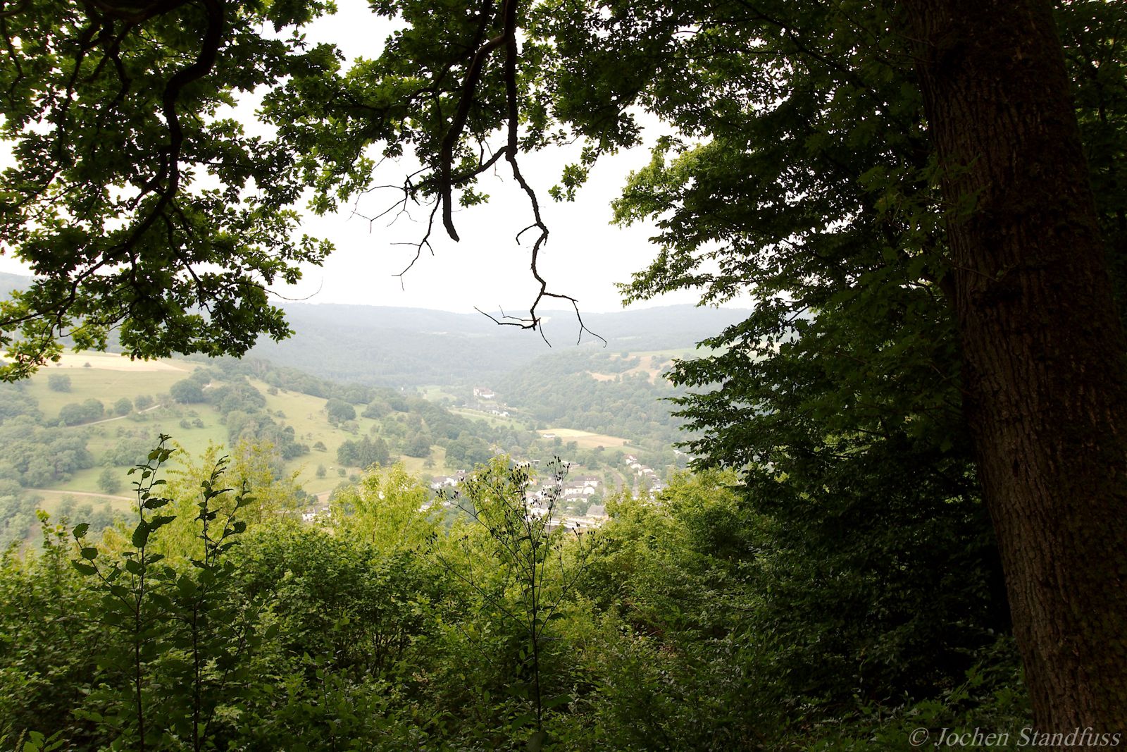 Blick von der Sechseckhütte am Herrnlei-Steig über das Lahntal bei Dausenau