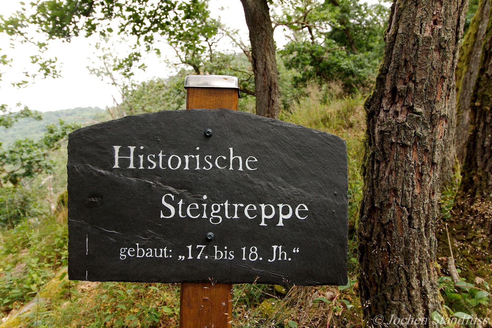 Schild zur historischen Steigtreppe aus dem 17. bis 18. Jahrhundert, Herrnlei-Steig